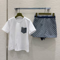 GUCCI CROPPED TOP AND MINI SKIRT SET STYLE 126
