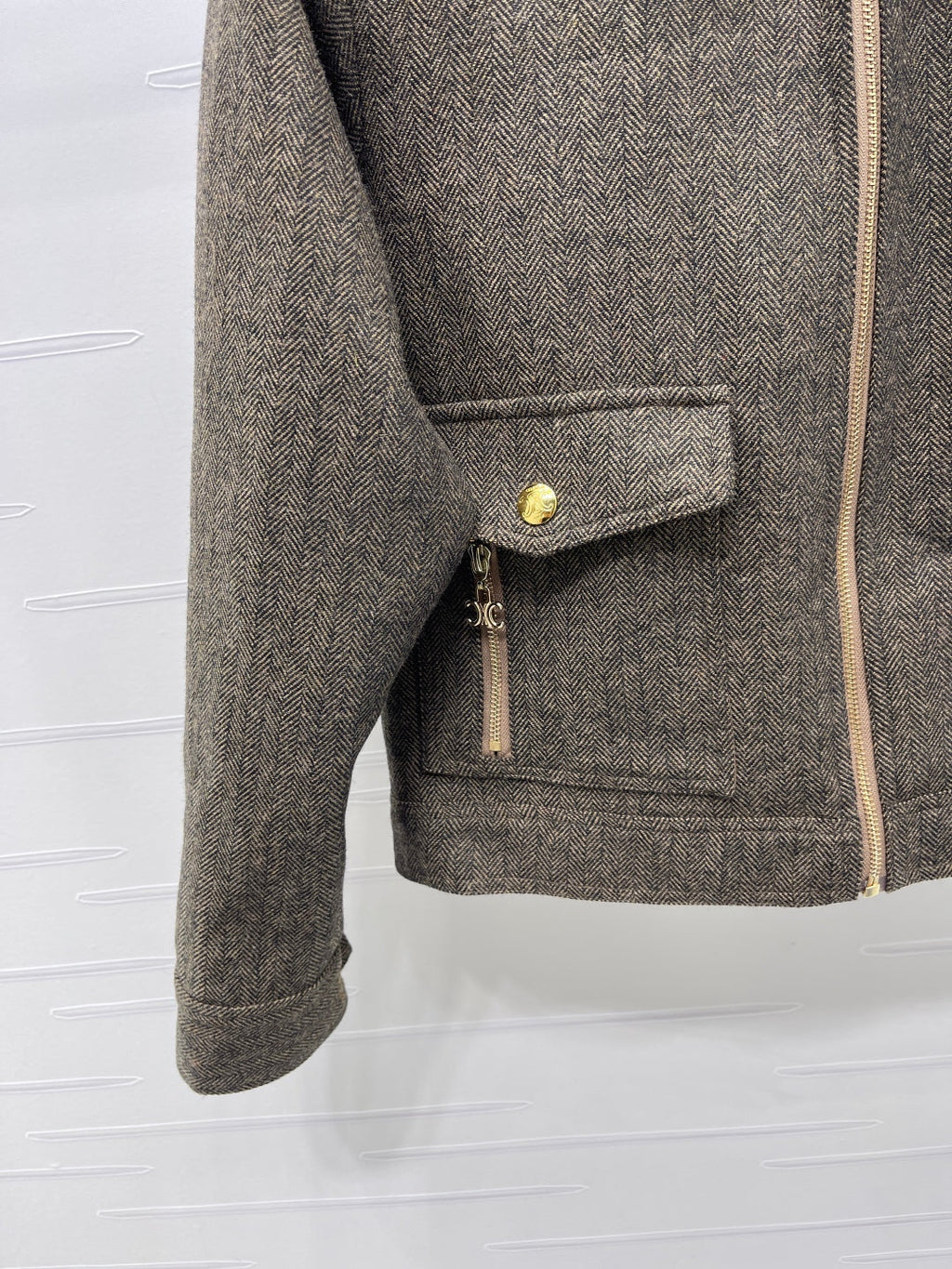 CELINE 25S PU LEATHER JACKET WITH LAPEL TRIM 0032