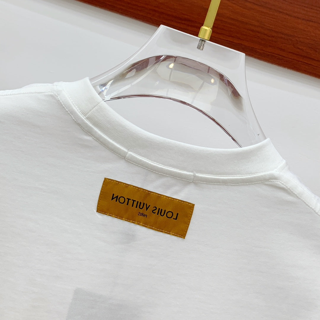 LOUIS VUITTON LV T-SHIRT EMBROIDERED LOGO IN WHITE COTTON 238878