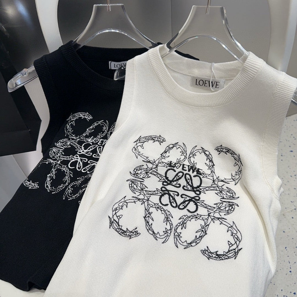 TANK TOP 633202 IN BLACK COTTON RIBBED KNIT