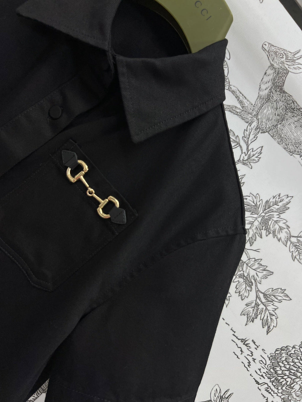 GUCCI SHORT SLEEVE NOTCHED COLLAR ROMPER 268515