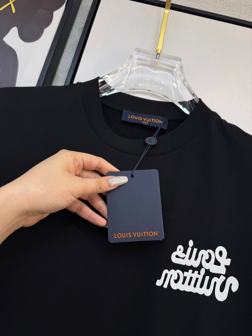 LOUIS VUITTON LV T-SHIRT IN BLACK COTTON FABRIC 238921