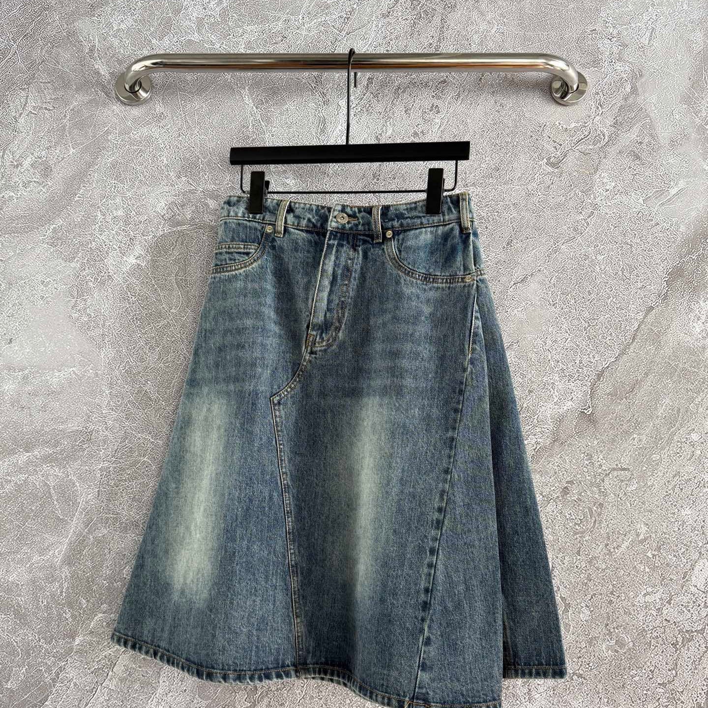 Loewe A-line Skirt Blue Polyester Fiber